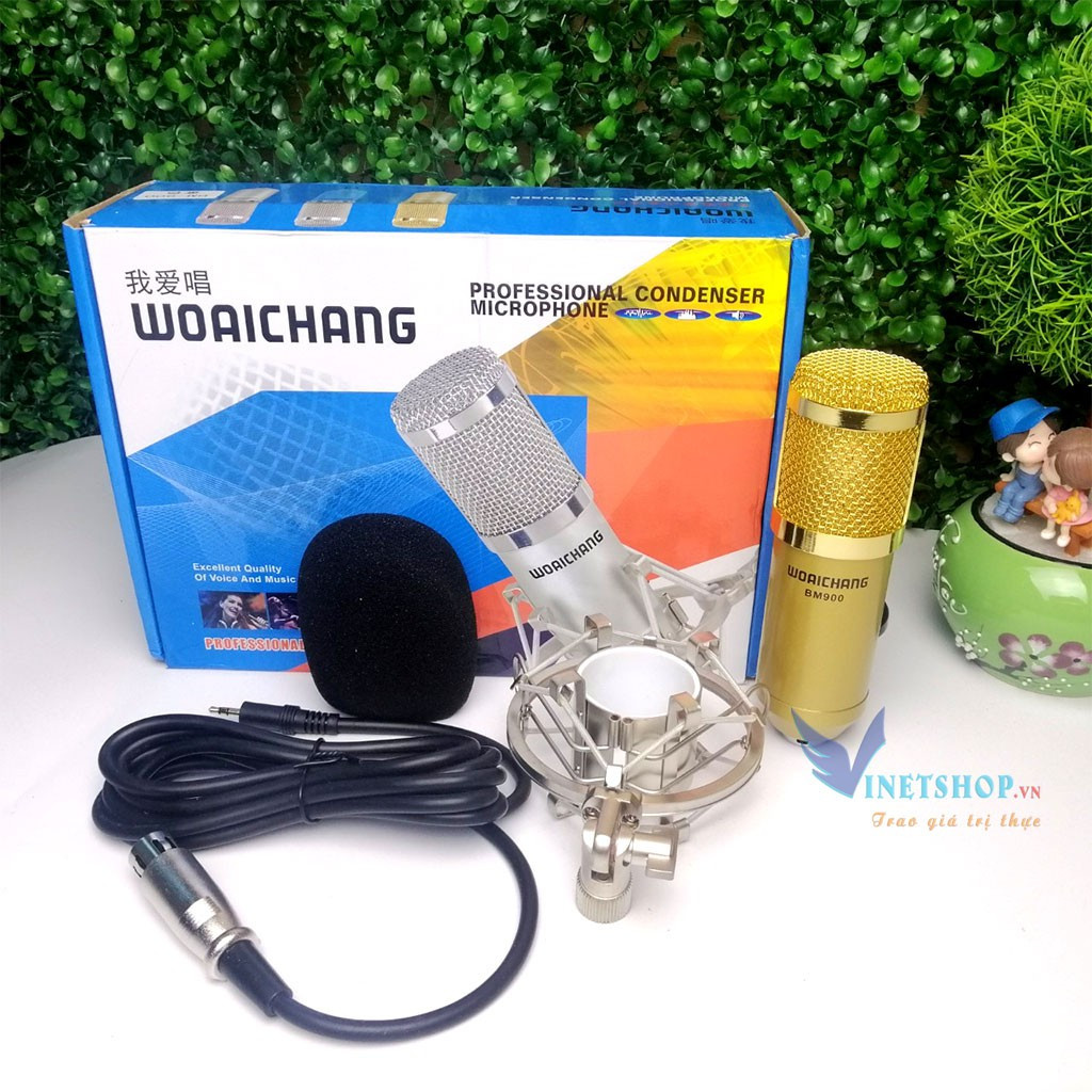 MICRO THU ÂM TẠI NHÀ CHUYÊN NGHIỆP, Mic Livestream Hát Karaoke Online WOAICHANG BM900 - hàng nhập khẩu
