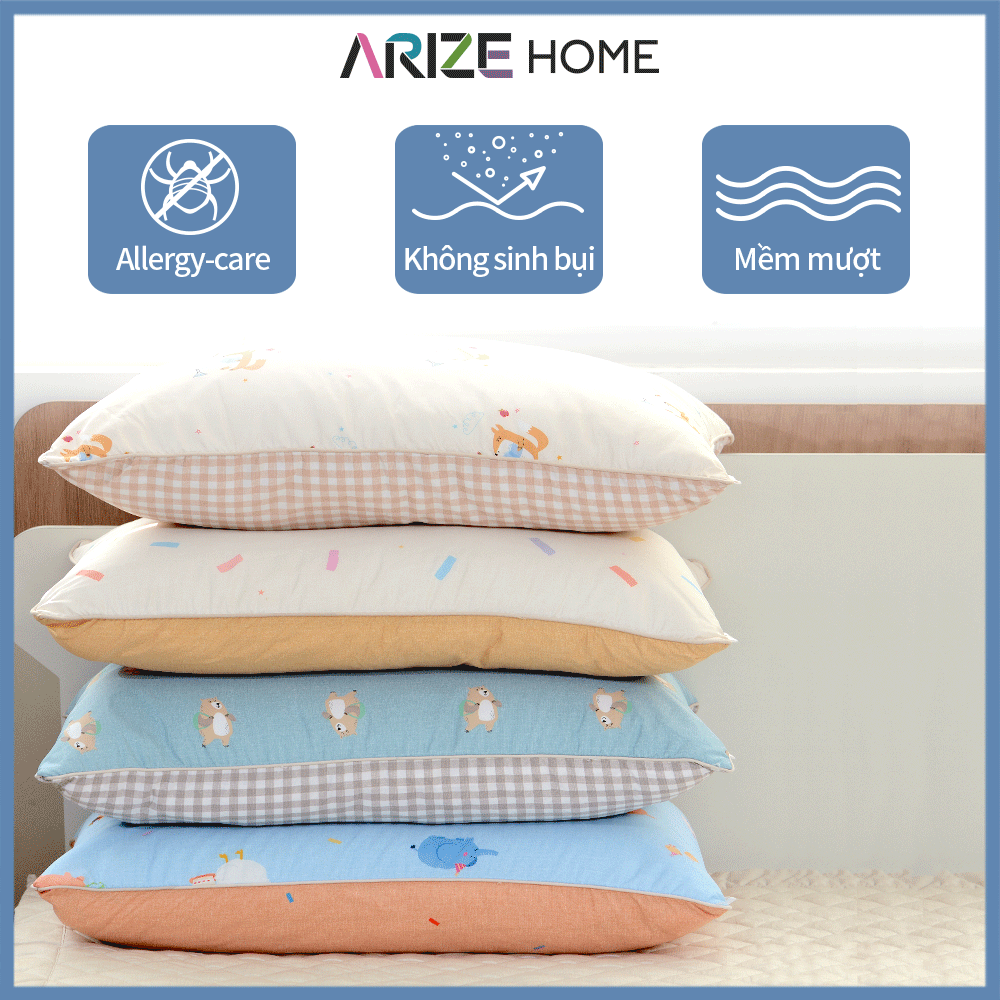Vỏ Gối ARIZE Vải Microfiber Họa Tiết Dễ Thương Kích Thước 50x70cm (01 Cái)