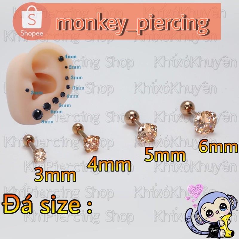 Khuyên Tai gắn đá màu vàng hồng