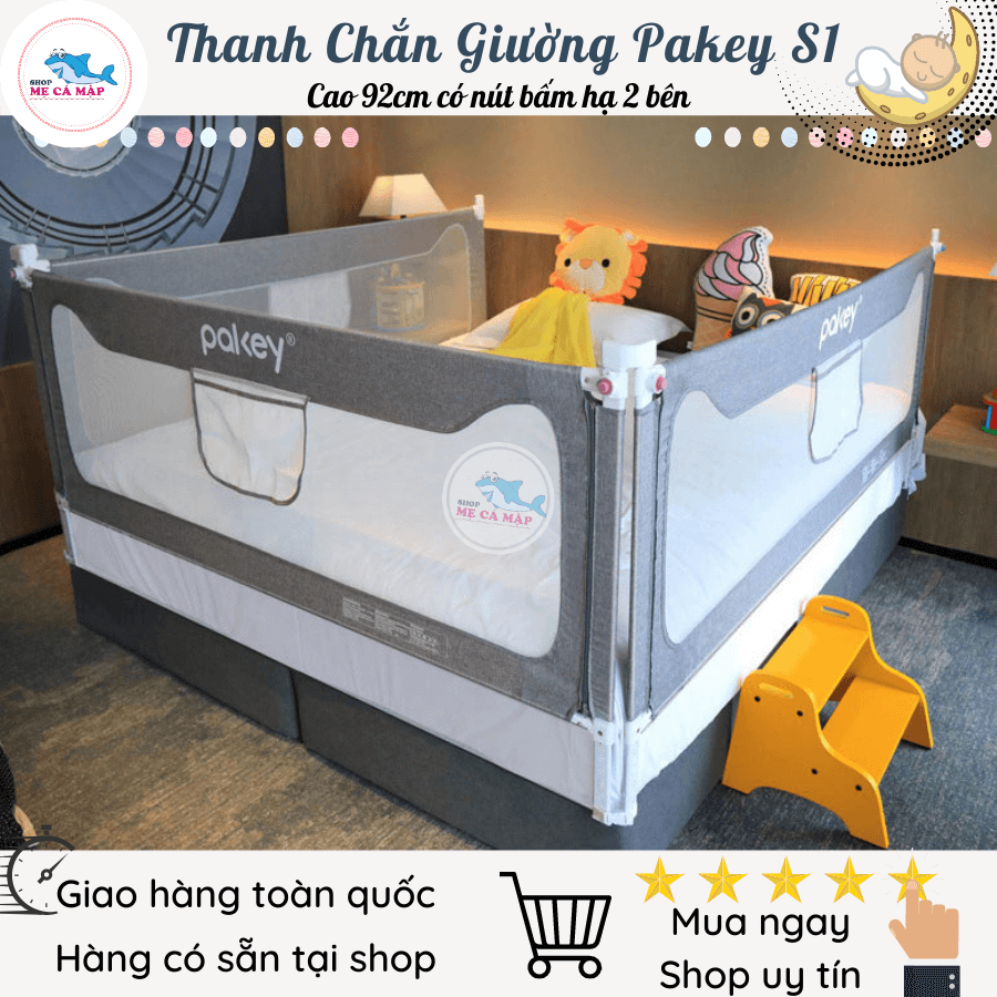 Thanh chắn giường cho bé Pakey SV1 và S1, mẫu mới CAO CẤP nhất SIÊU DÀY chắc chắn cao tới 105cm (1 thanh chắn 1 mặt)