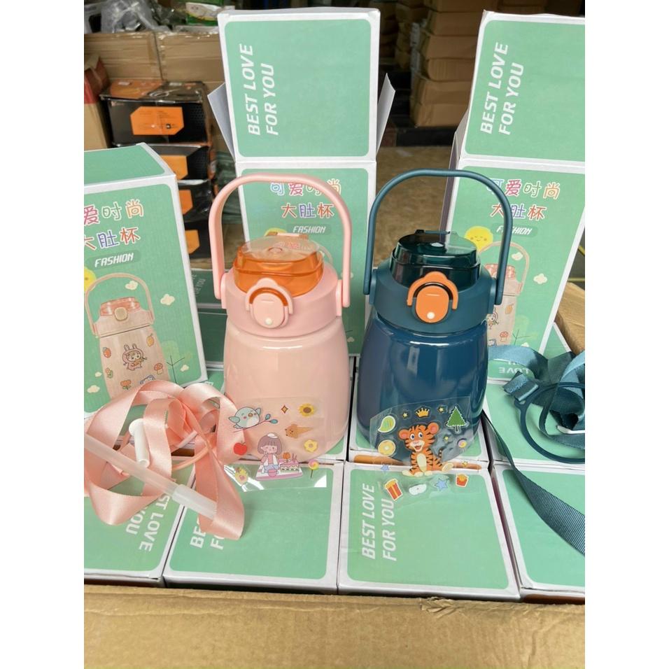 Bình Giữ Nhiệt  800ml Có Ống Hút Lõi Inox 304 Giữ Nhiệt Tặng Sticker Trang Trí Siêu Dễ Thương -An Nhiên.739