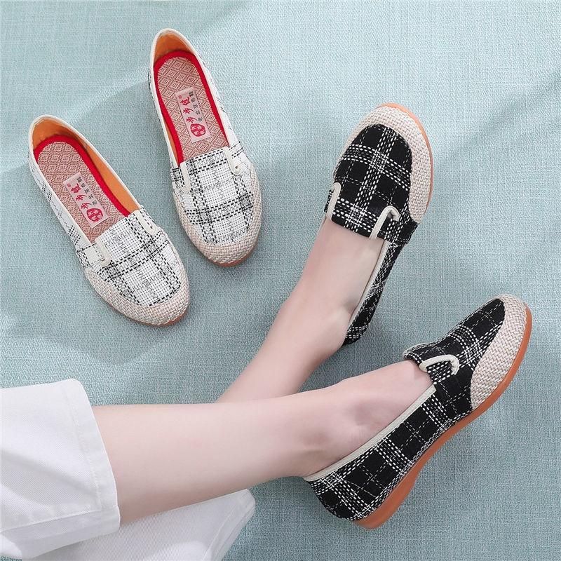 Giày Lười Nữ Vải Canvas Đế Bằng Phong Cách Mới