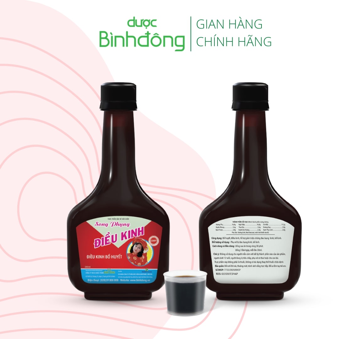 Song Phụng Điều Kinh Dược Bình Đông - Giúp bổ huyết, Điều hòa kinh nguyệt, Giảm đau bụng kinh - chai 280ml