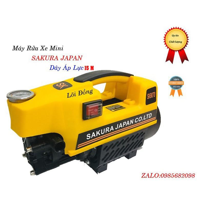 Máy rửa xe Nhật Bản sakura-2500W-lõi đồng- Dây áp lực dài 15m