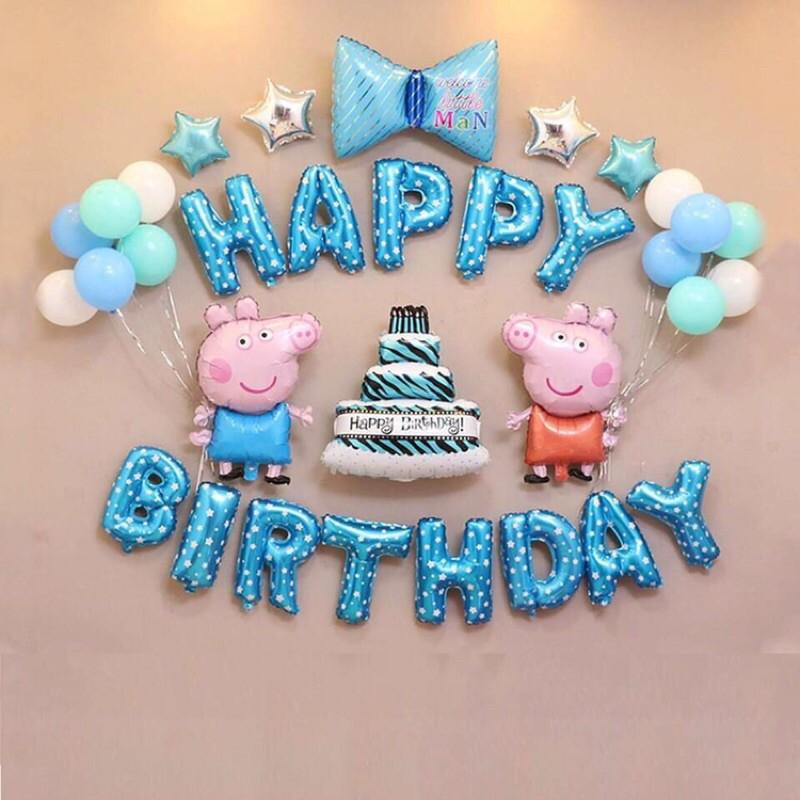 Sét trang trí tiệc , sinh nhật trọn bộ bóng happy birthday kèm bơm