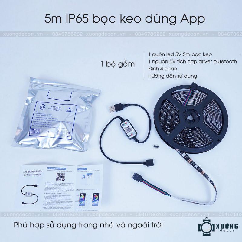 Đèn led tiktok ,trang trí bàn làm việc,phòng ngủ 5m RGB 16 triệu màu điều khiển bằng APP điện thoại bọc silicon