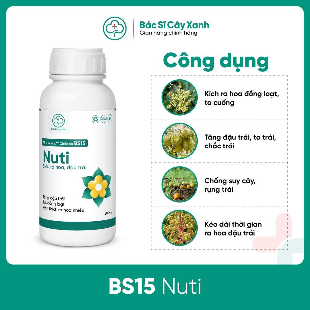 Phân bón vi lượng kích hoa nở đồng đều hàng loạt, đậu trái cao BS15 Nuti 500ml NSX Bacsicayxanh