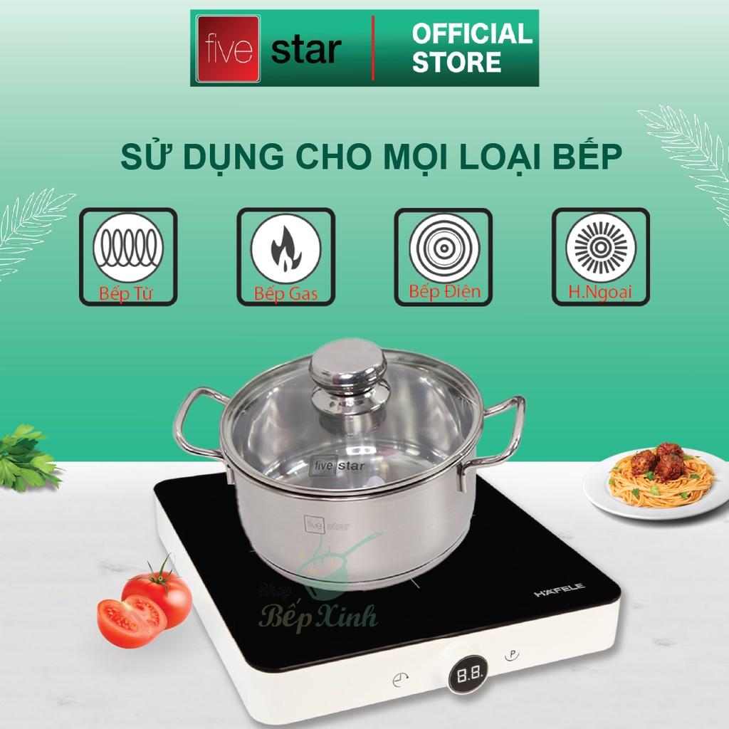 Bộ Nồi 5 Đáy Từ Cao Cấp Fivestar FSB55D001 Nắp Kính Inox 430