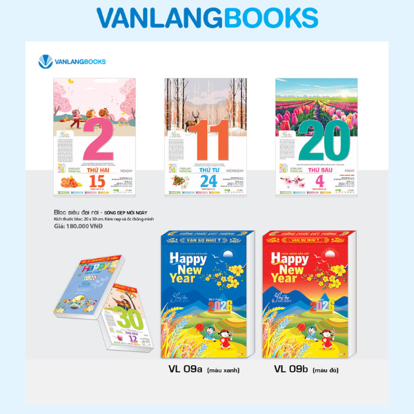 Lịch 2026 Bloc Siêu Đại Rời – Sống Đẹp Mỗi Ngày | Lịch Tết Treo Tường Vanlangbooks | Mã: VL09A