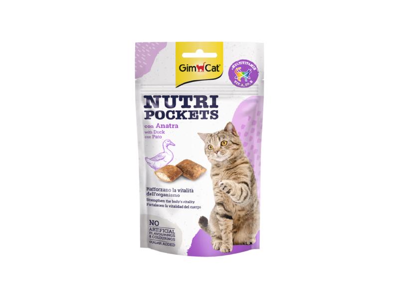 BÁNH SNACK GIMCAT NUTRI POCKETS MÈO CÓ NHÂN GÓI 60G - THỊT VỊT
