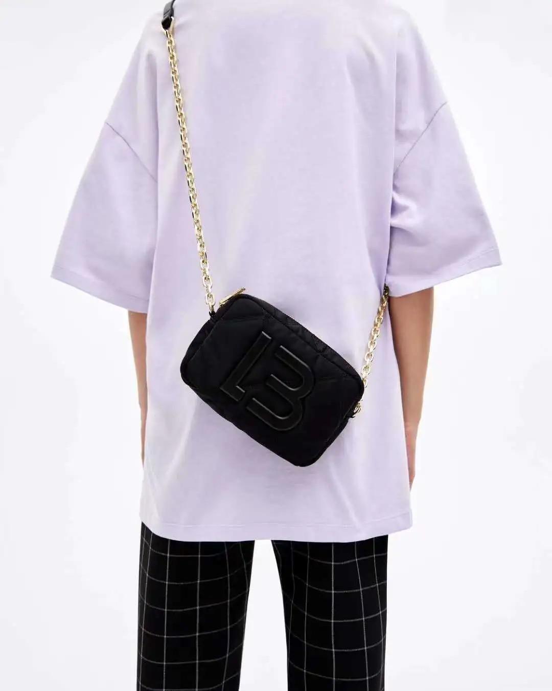 Nắp Bật Nhỏ Đeo Chéo Túi Nylon Túi Messenger Cho Nữ Unisex Dây Xích PU Túi Tote Nhà Thiết Kế Cầm Tay Đeo Vai Nữ Chữ Ví