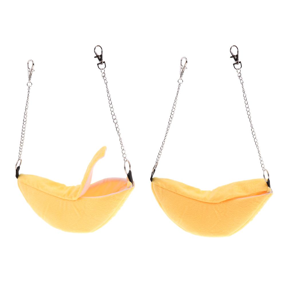 2Pcs Banana Hamster Bed, House Hammock Small Animal Bed House Cage Nest Hamster