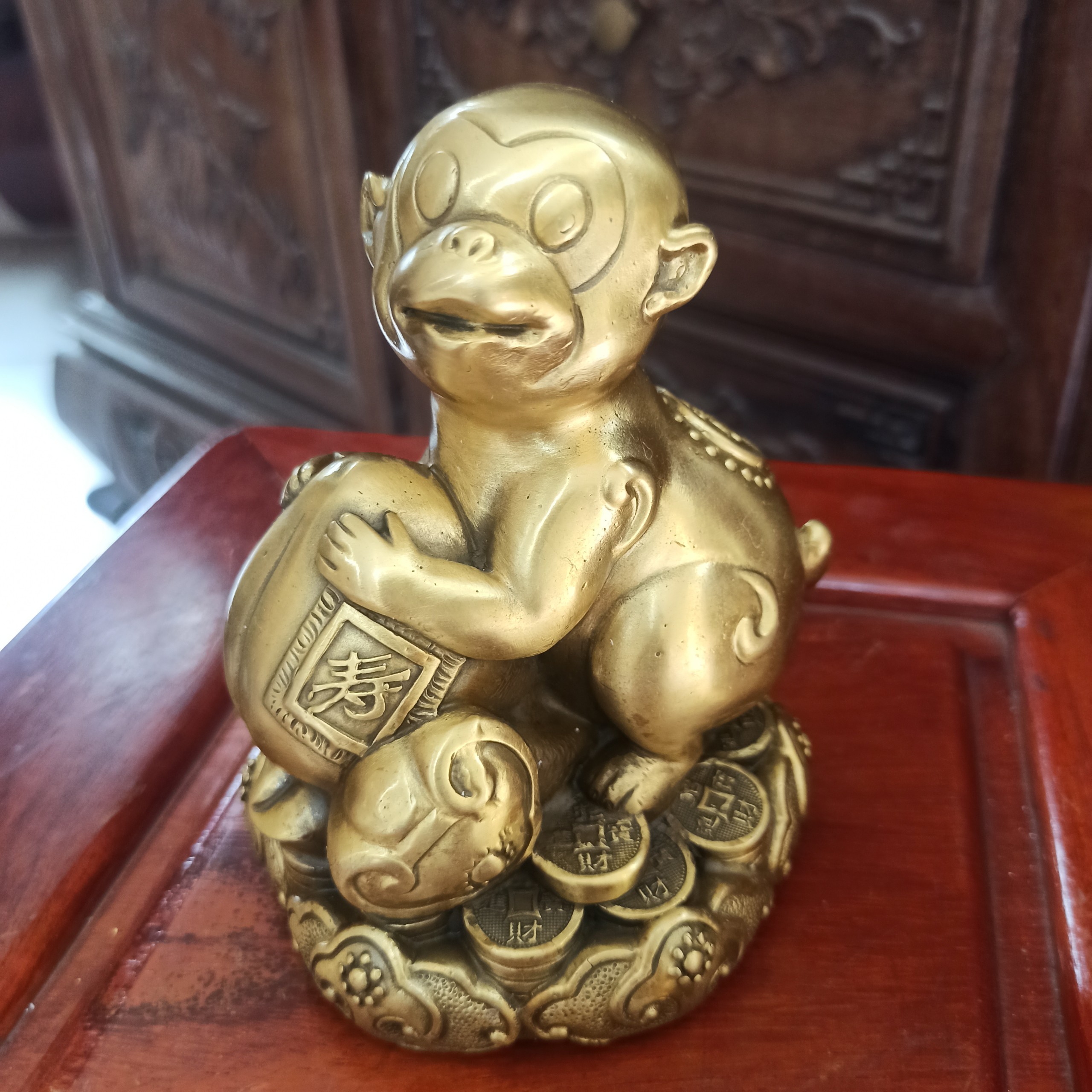 Tượng Con Giáp Bằng Đồng, Tượng Khỉ Linh Vật Phong Thuỷ Bày Bàn, Tượng Khỉ bằng Đồng Tuổi Thân