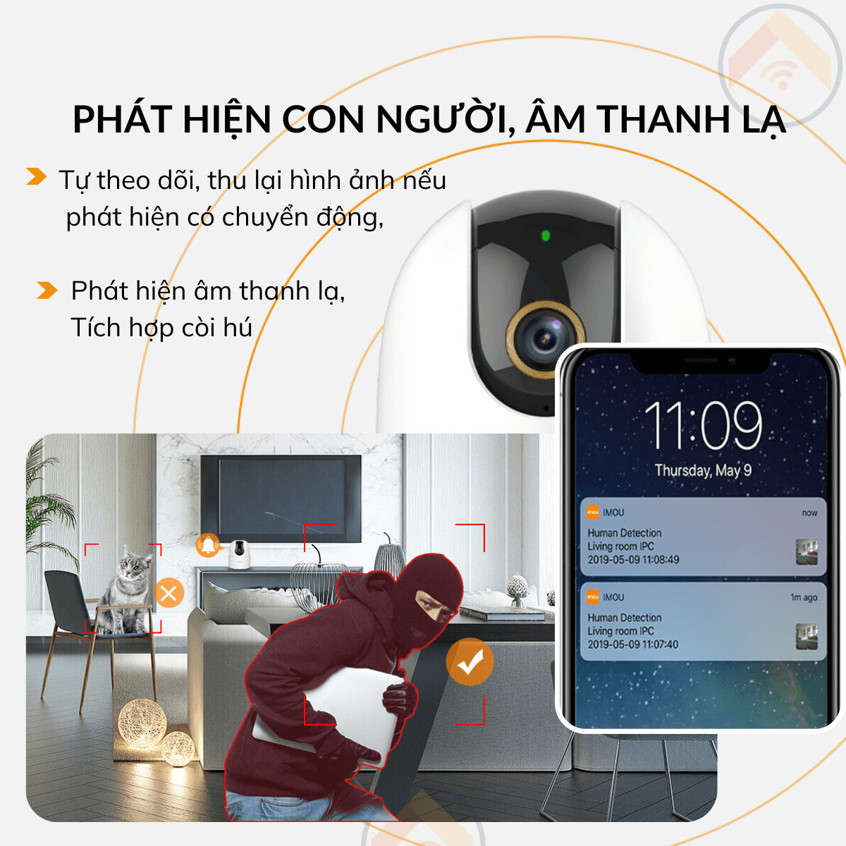 Hàng chính hãng Camera IMOU Ranger A22 Kèm thẻ nhớ 64GB 2MP (FullHD 1080P) Wifi H265 Xoay 360độ