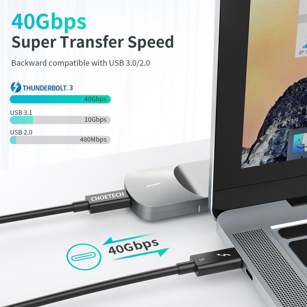 Cáp USB Type C Thunderbolt 3 (0.8m/2.6ft) Hỗ Trợ Sạc PD 100W A3009 ( HÀNG CHÍNH HÃNG)