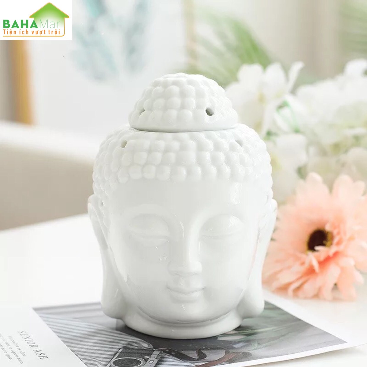 ĐẦU PHẬT ĐỐT NẾN XÔNG TINH DẦU BẰNG GỐM CAO CẤP - TRANG TRÍ NHÀ "BAHAMAR" sử dụng để trang trí nhà cửa và hương liệu. cho phép ánh sáng của nến tỏa sáng trong