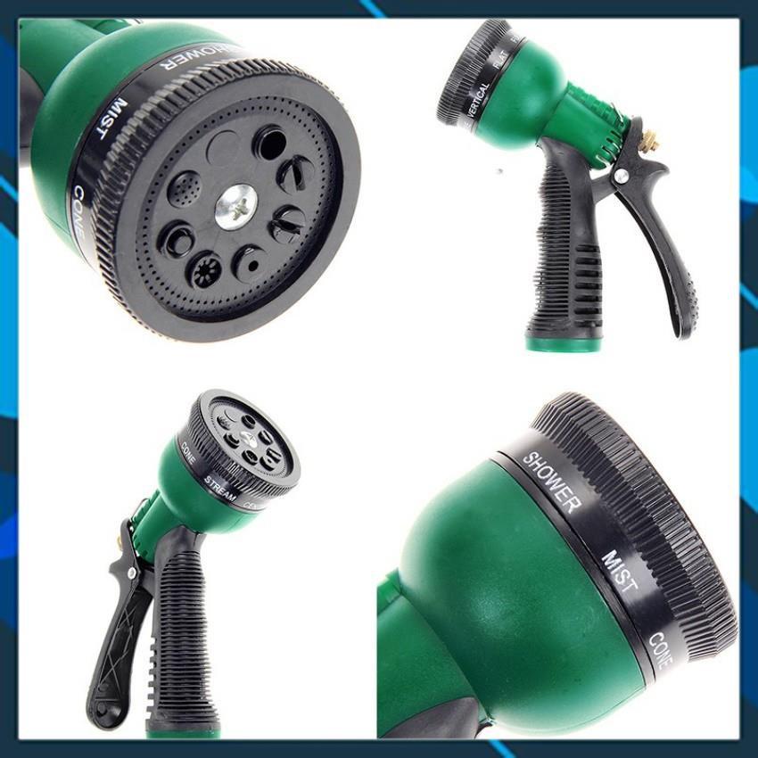 Vòi xịt rửa xe,Vòi phun nước tưới cây tăng áp thông minh 8 chế độ 815576 (cút đồng,nối đồng - dây xanh)