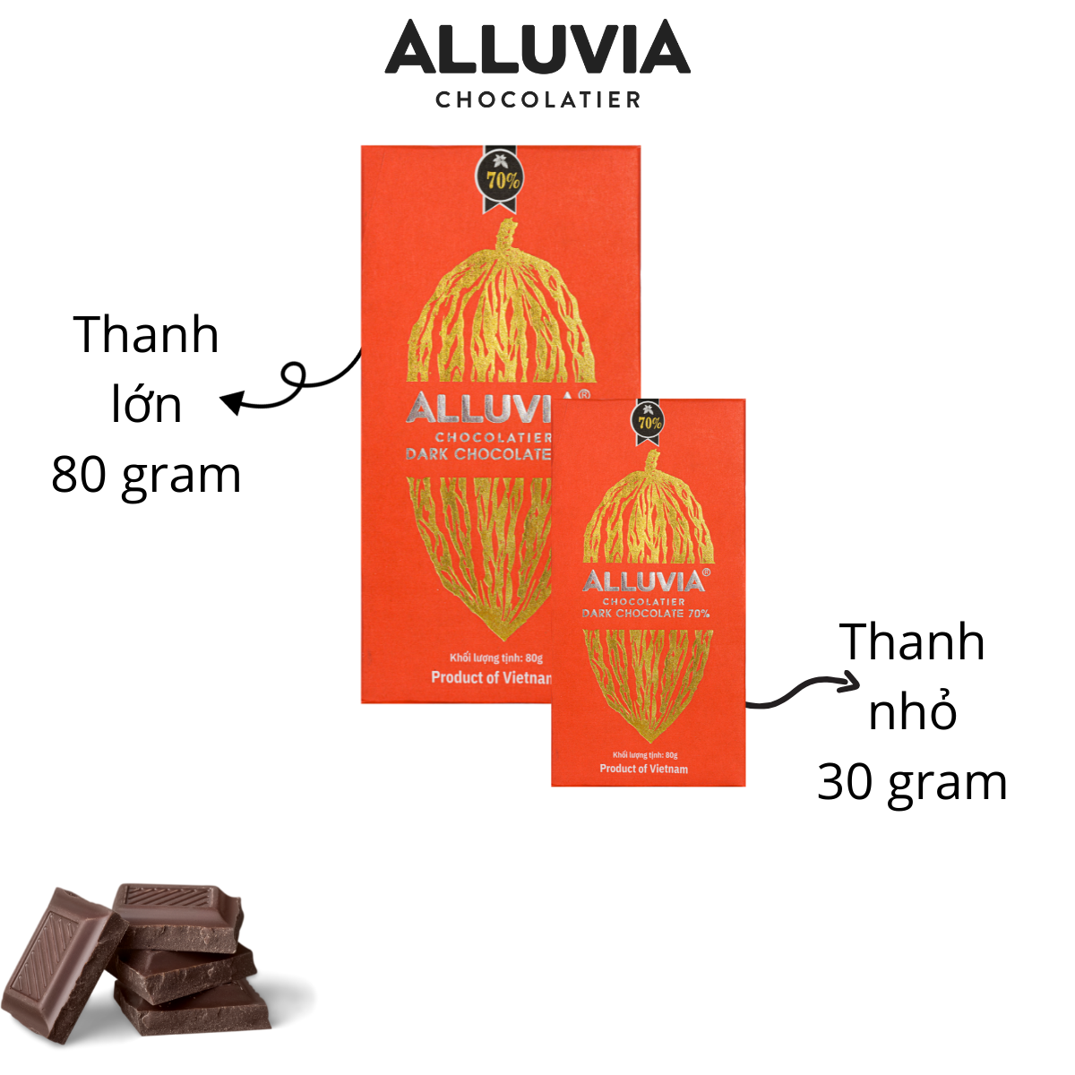 Socola Đen 70% Nguyên Chất Đắng Vừa Ít Ngọt 80 gram | Dark Chocolate 70%