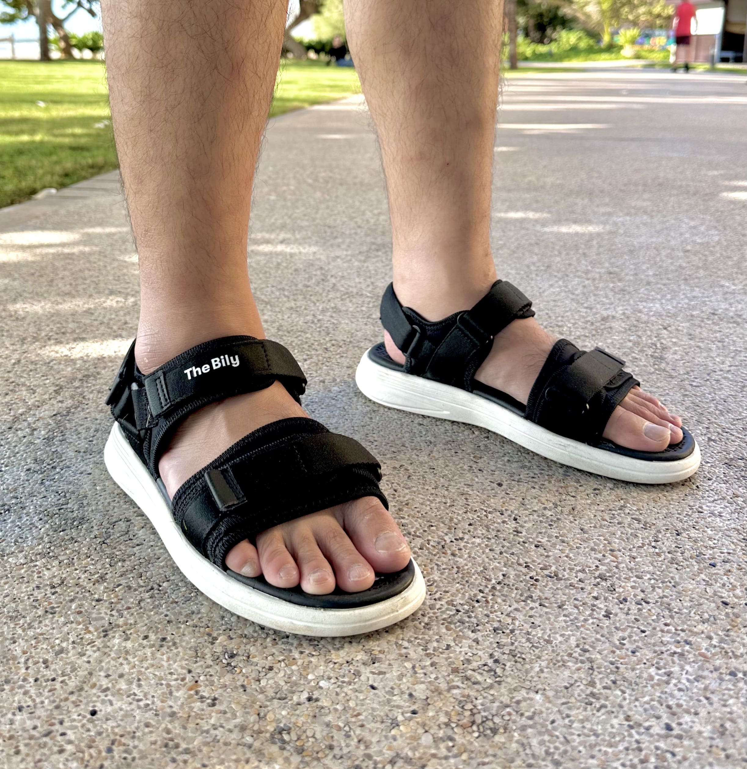 Giày Sandal Nam Nữ Unisex The BiLy Quai Ngang Dây Dù Đế Phylon Siêu Êm Nhẹ Màu Đen-BL10