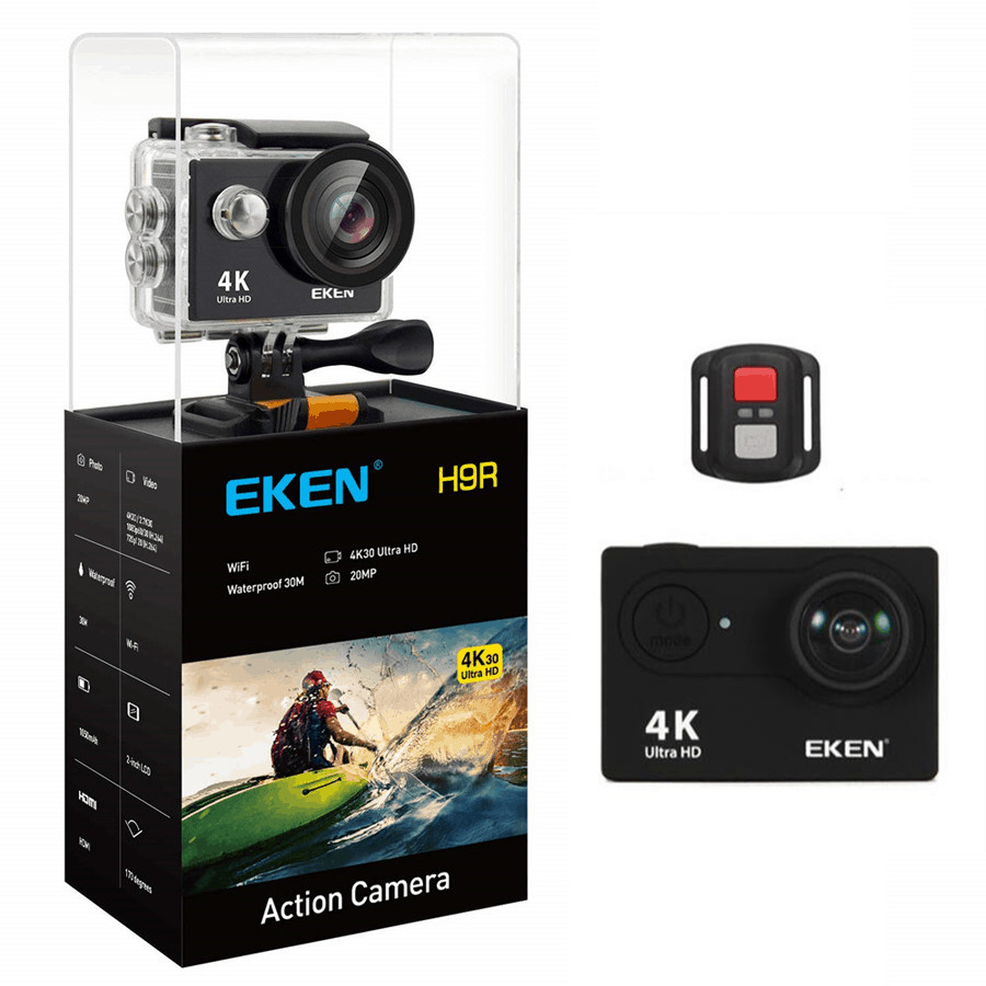 Camera hành trình sports Eken HR9 Ultra HD Wifi quay video 4K tặng đầy đủ bộ phụ kiện lắp đặt trên cả ô tô xe máy - Hàng nhập khẩu nguyên bộ