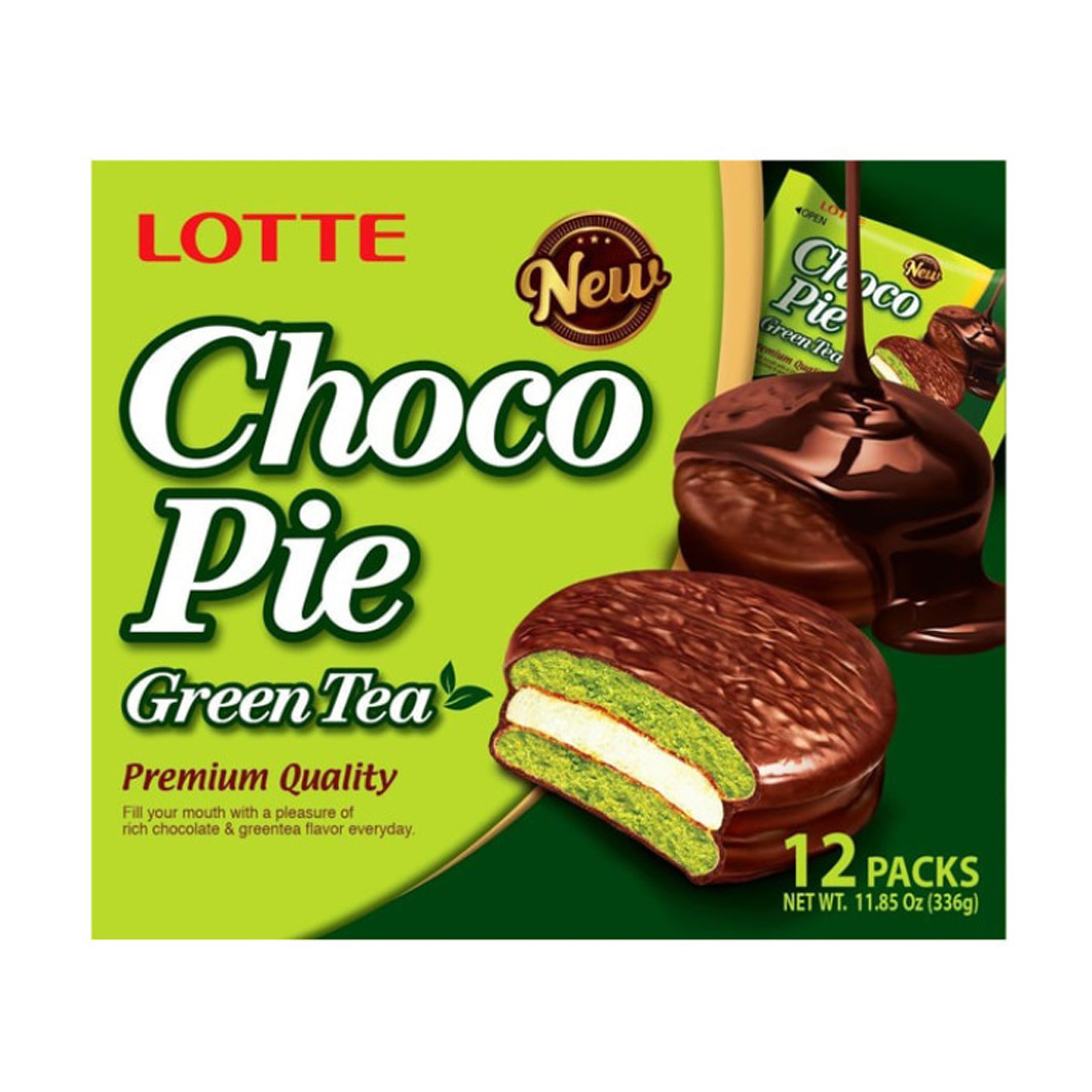 Bánh Lotte ChocoPie Vị Trà Xanh Hộp 12 Cái (336G)