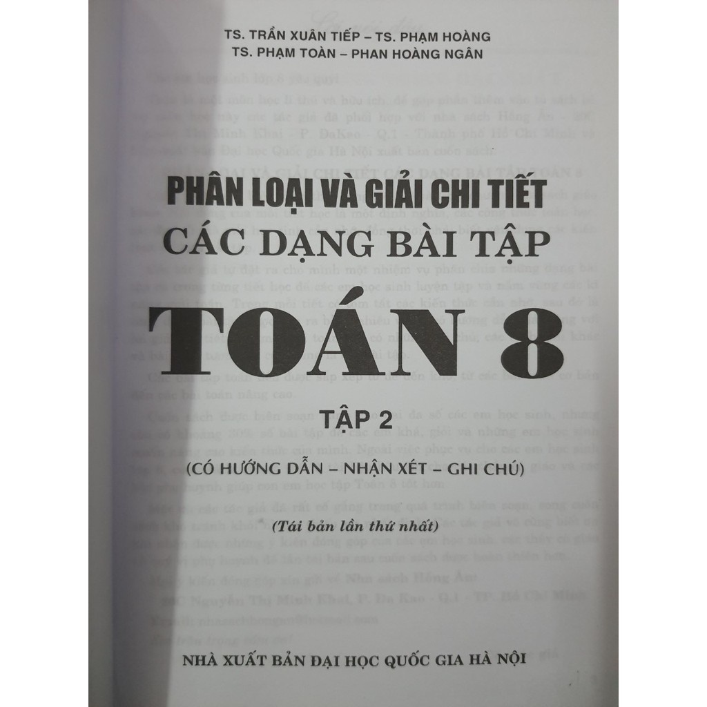 Phân Lọai Và Giải Chi Tiết Các Dạng Bài Tập Toán 8 - Tập 2( tái bản )