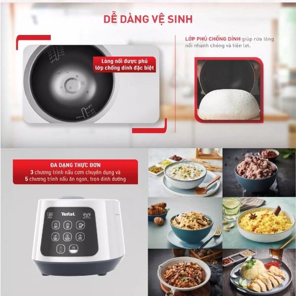 Nồi cơm điện mini Tefal RK730168 1L - 8 chương trình nấu - Hàng Chính Hãng