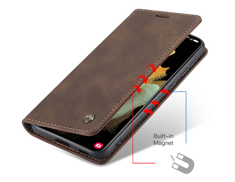Bao da cao cấp dành cho Samsung Galaxy S21 Ultra dạng ví chính hãng Caseme - Hàng Nhập Khẩu