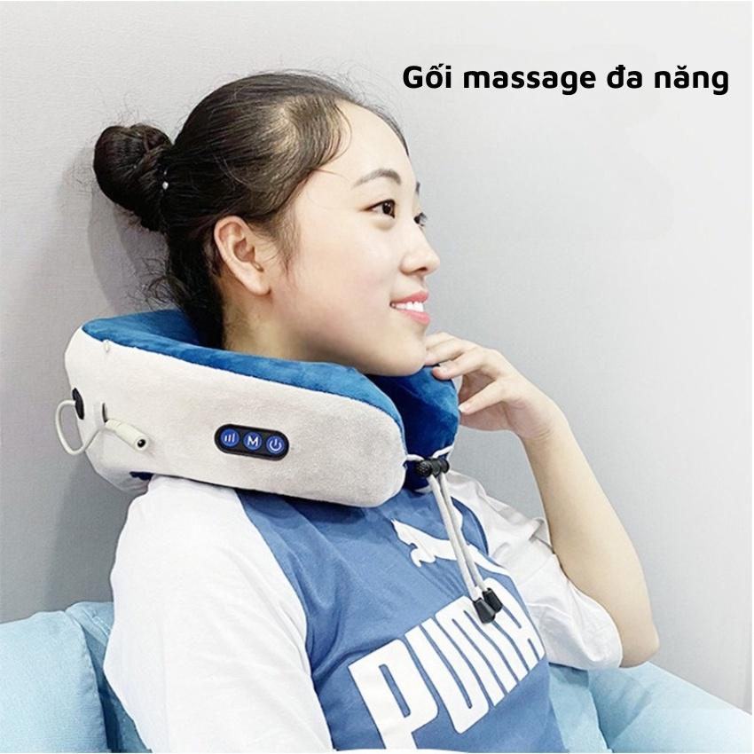 Gối Massage Cổ Chữ C, Bi Lăn Mạnh Mẽ, Gối Tựa Cổ Thư Giãn Đa Năng