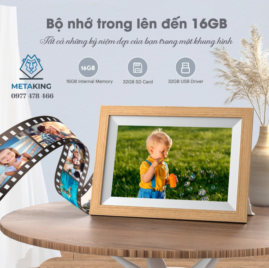 Khung tranh chuyển động kỹ thuật số Wifi Kodak RCF-1012W, màn hình 10 inch, độ phân giải 1280x800 pixels