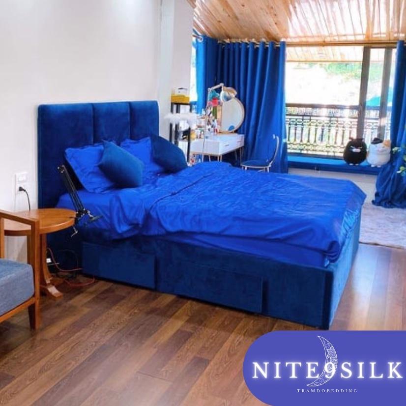 Bộ Chăn Ga Gối Lụa Bảo Vệ Mái Tóc - Chăn Ga Giường Lụa - Màu Xanh Dương - Nite9 Silk