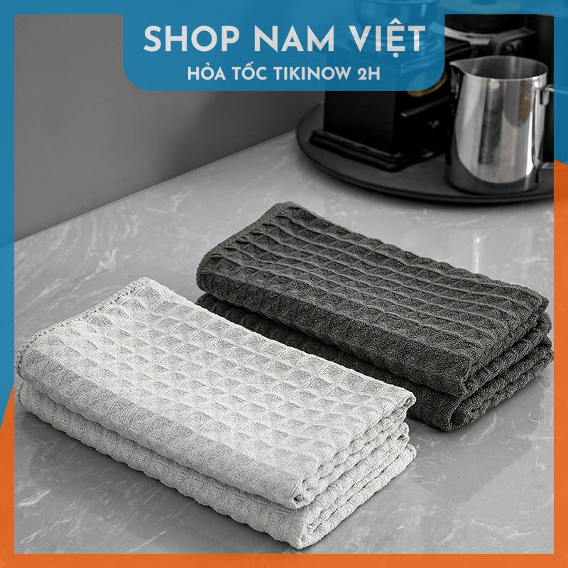 Khăn Vải Cotton Waffle Lau Bếp, Máy Pha Cà Phê, Vật Dụng Quý