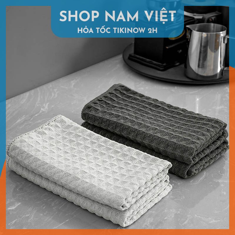 Khăn Vải Cotton Waffle Lau Bếp, Máy Pha Cà Phê, Vật Dụng Quý 