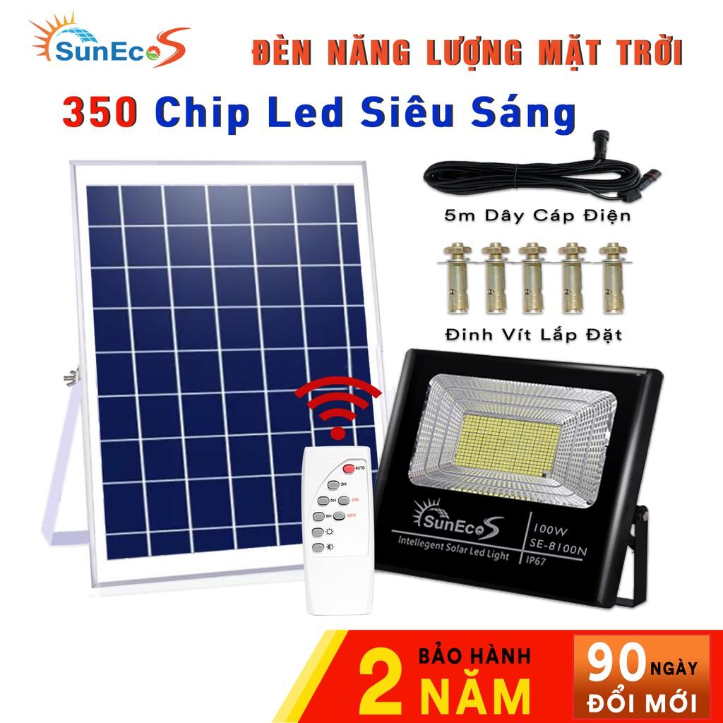 Đèn pha led năng lượng mặt trời 100W Suneco, vỏ nhựa ABS, chống nước IP67, bảo hành 24 tháng