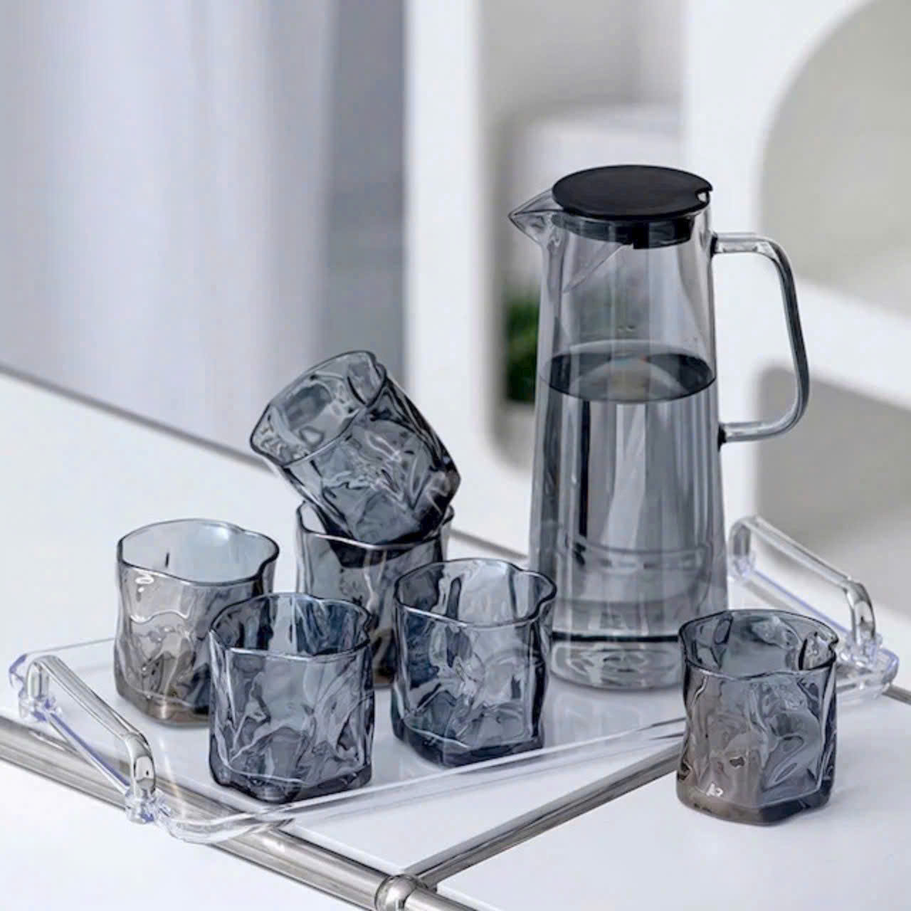 Bộ Cốc Bình Nước Thuỷ Tinh Cao Cấp Chịu Nhiệt Để Bàn Sang Trọng Cho Phòng Khách 1800ML - HÀNG CHÍNH HÃNG MINIIN