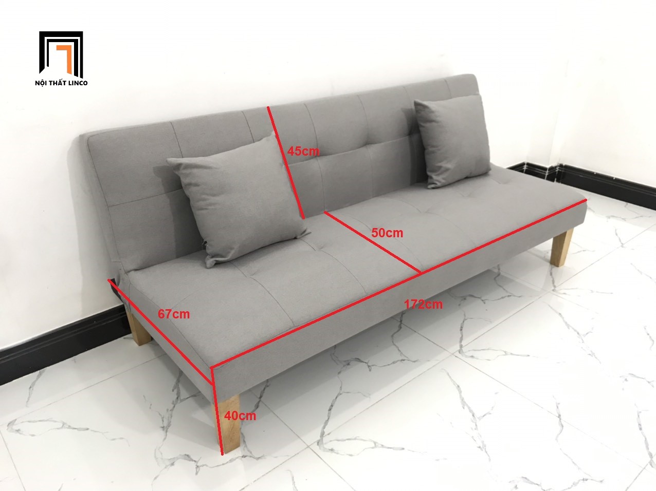 Bộ ghế sofa giường nhỏ gọn xám ghi trắng nhiều kích cỡ