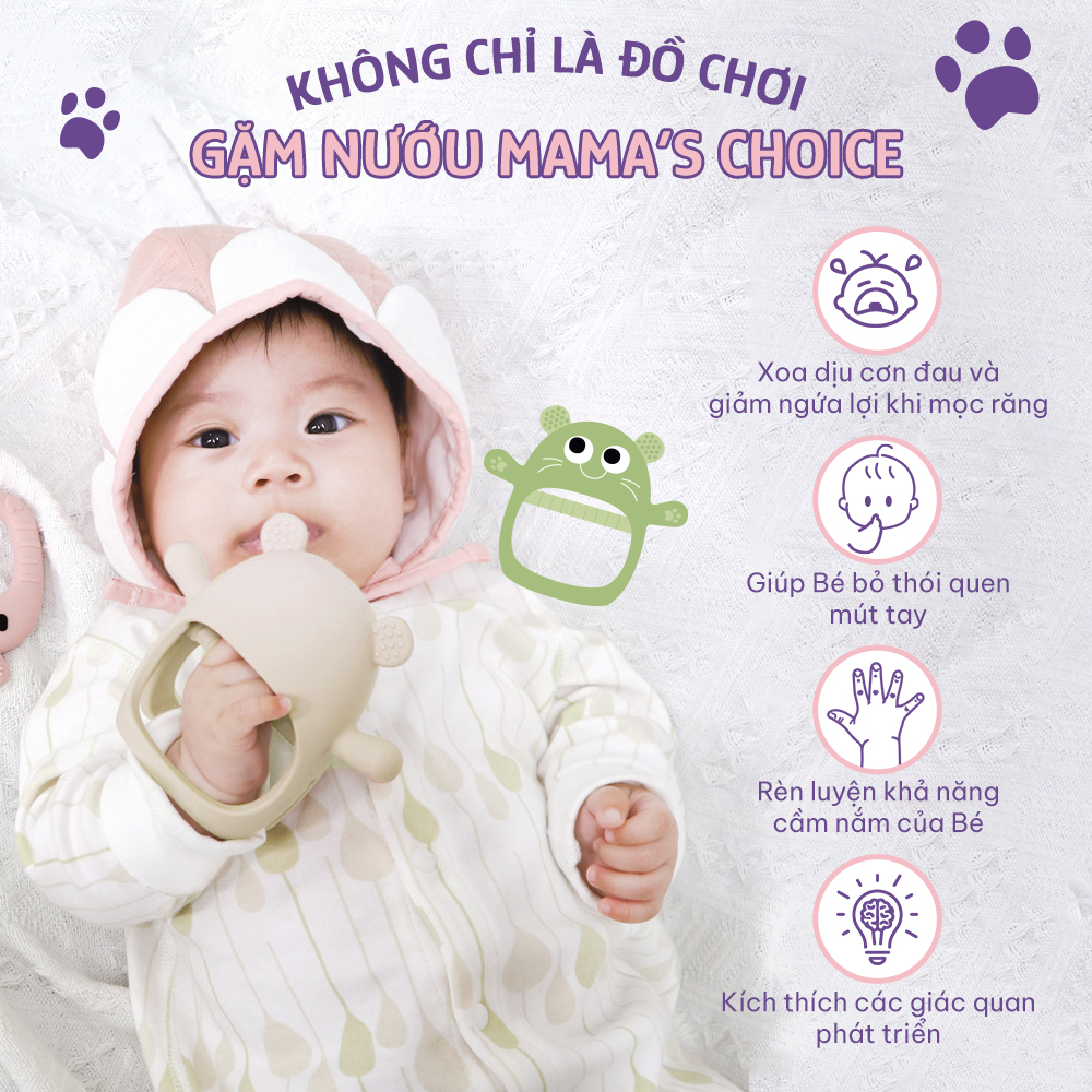 Gặm Nướu Mama's Choice Cao Cấp Cho Bé, Có Hộp Bảo Quản, Ngậm Nướu Chất Liệu Silicone Bạch Kim [Được nhiều mẹ tin dùng]