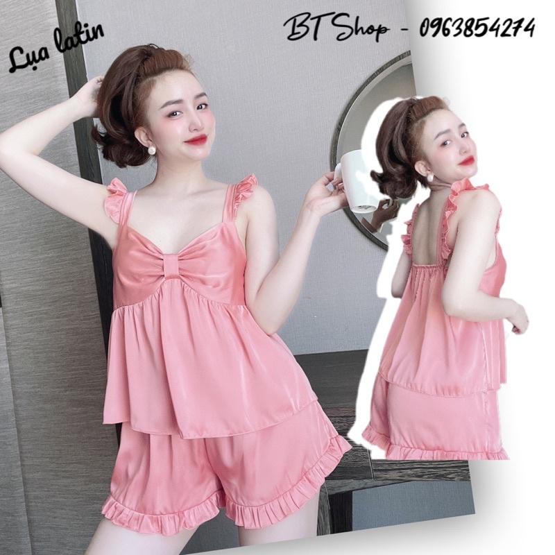 Đồ bộ ngủ mặc nhà lụa latin màu trơn freesize 42-57kg