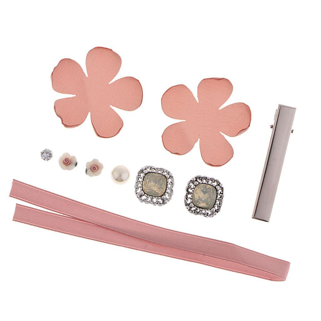 10pcs Crafts Hair Clip Cloth Flower Bead Ribbon for Hair Accessory Headwear