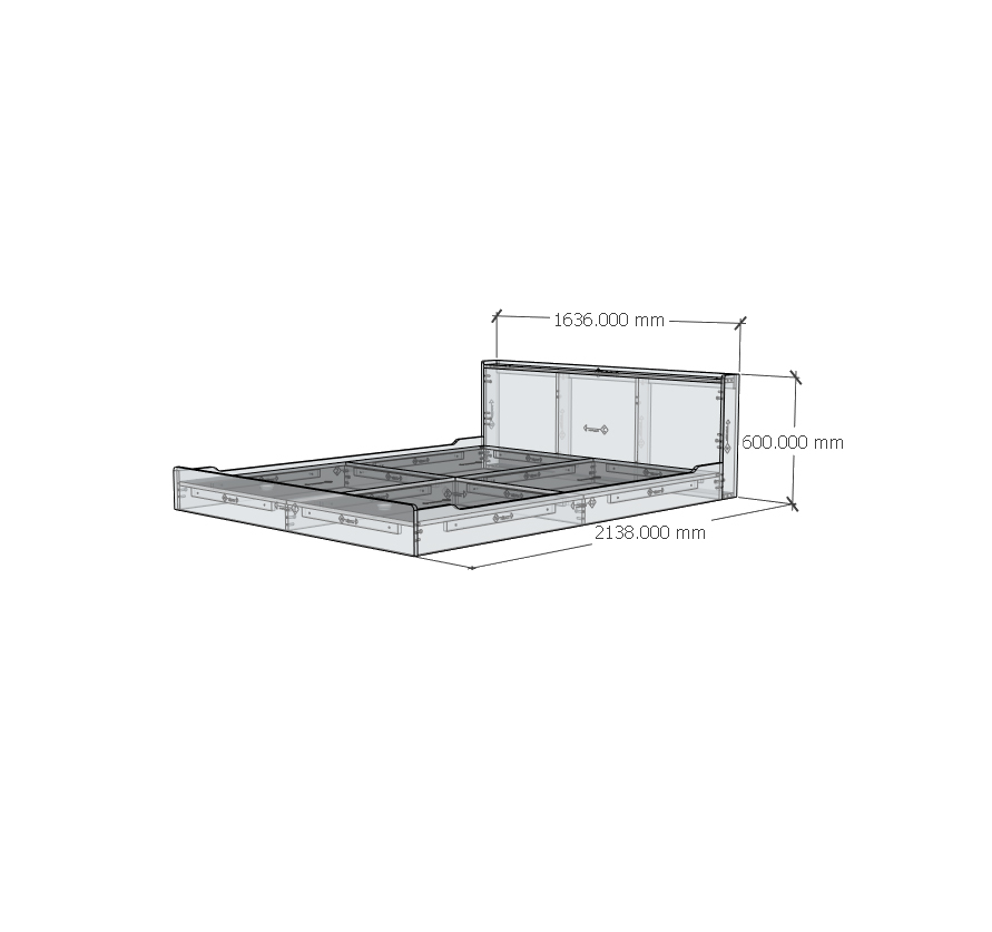 HAPPY FURNITURE , Gỗ tự nhiên , Giường ngủ bệt - GAMZE , GNG_186 GNG_187 GNG_188 GNG_189 , 214cm x 20cm, Dài x cao