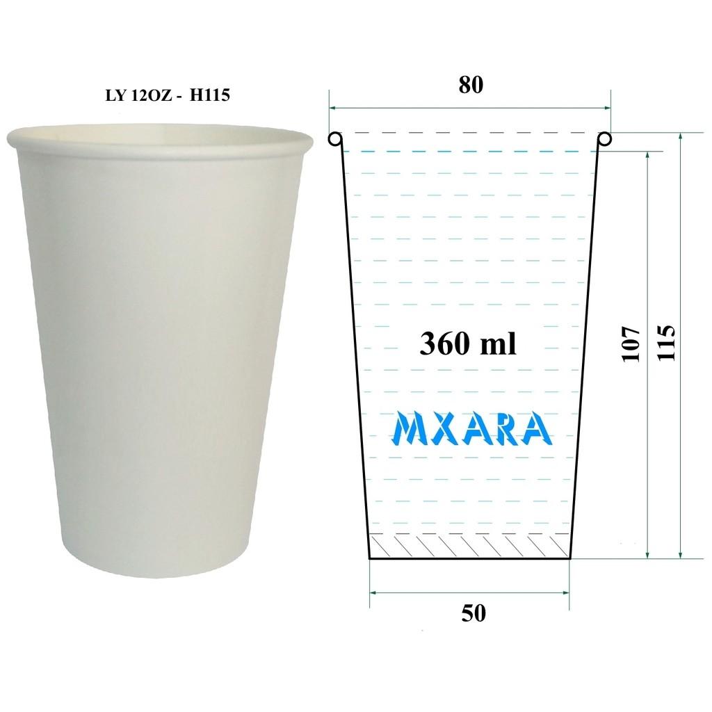 Ly giấy 12oz~350ml trắng trơn - SL 2.000 cái