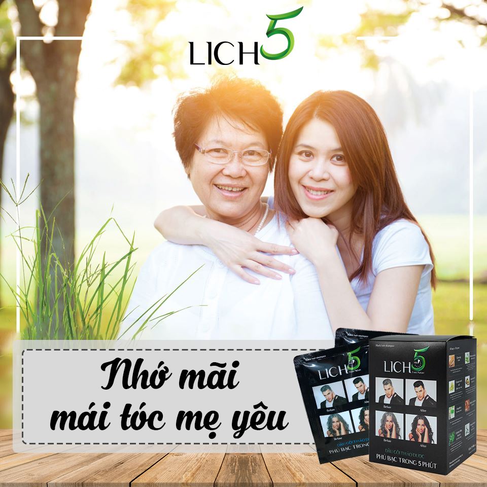 Dầu gội nhuộm tóc Lich5 màu nâu đen - Lên màu tự nhiên - Sử dụng đơn giản, tiện lợi, mùi dễ chịu - Tặng bộ kit tự nhuộm tại nhà