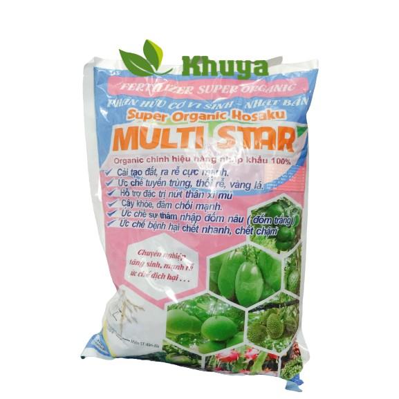 Phân bón hữu cơ vi sinh Super Organic Hosaku Multi Star túi 2kg nhập Nhật Bản