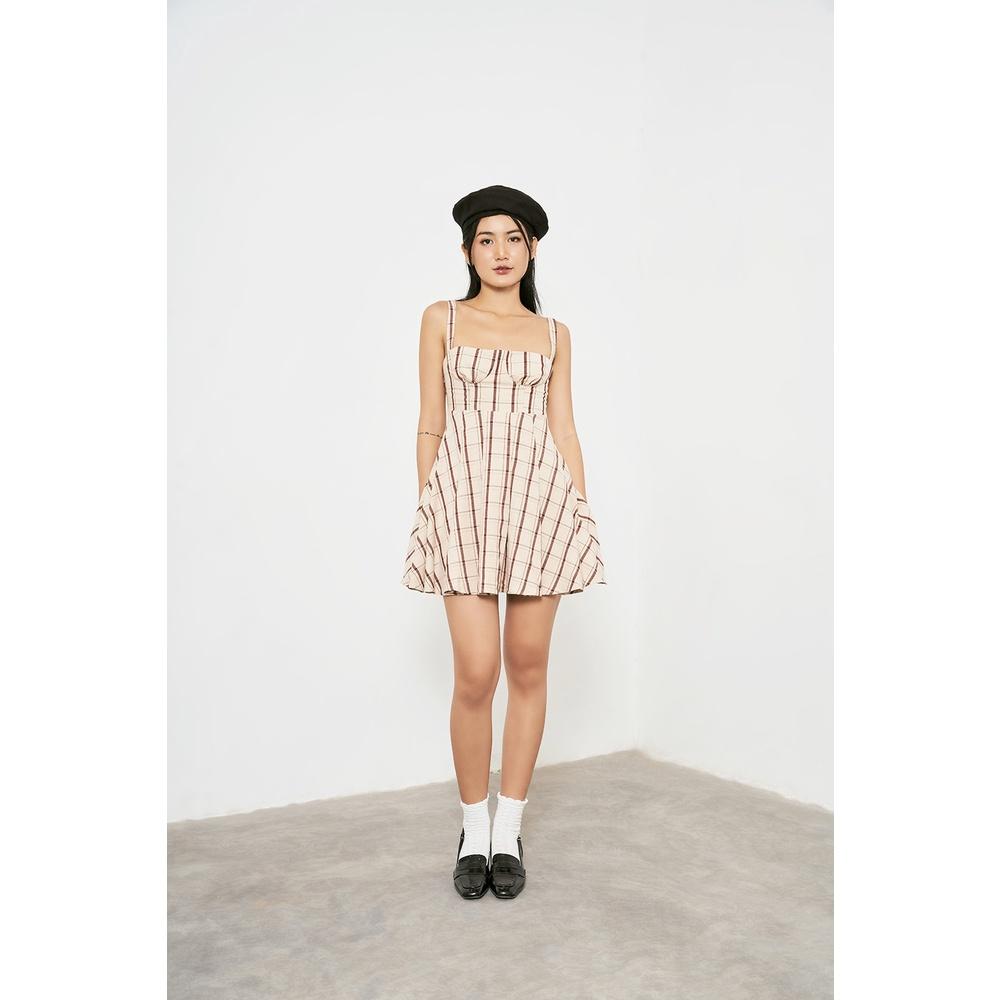 DOTTIE - Đầm caro cúp ngực nữ da D0416