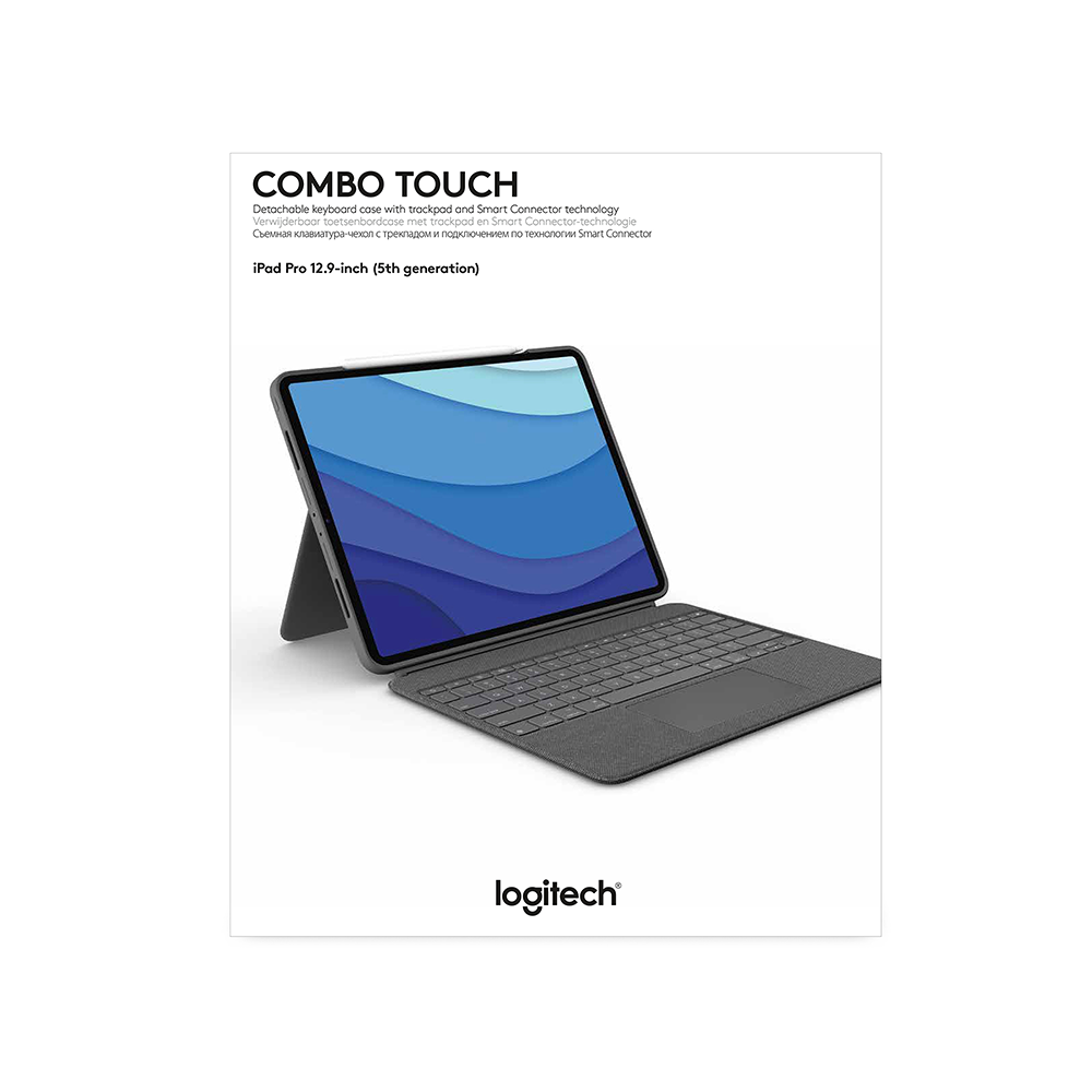 Bao da kèm bàn phím Logitech Combo Touch dành cho iPad Pro 12.9 inch (gen 5) - Bàn phím Backlit có thể tháo rời, Trackpad siêu nhạy - Hàng chính hãng