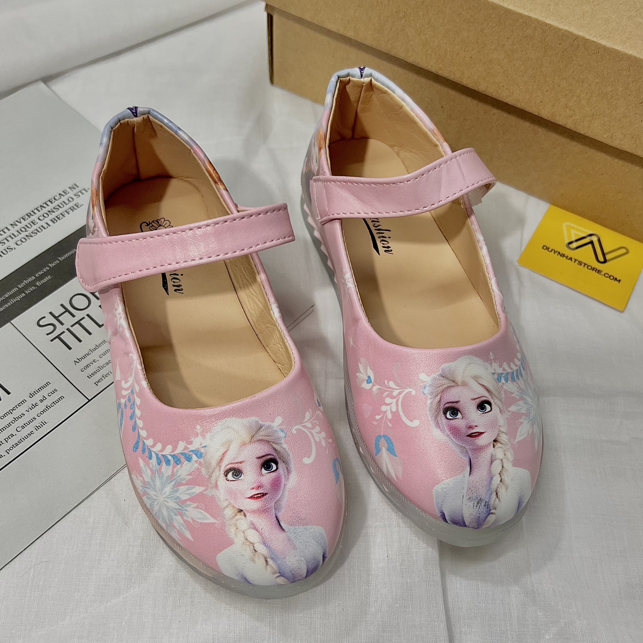 Giày Búp Bê Bít Bệt Em Bé Gái Nữ Công Chúa Elsa Hồng Duy Nhật Store Xinh Sang Size Lớn Uzzang Dây Dán Sneaker Bata Đẹp
