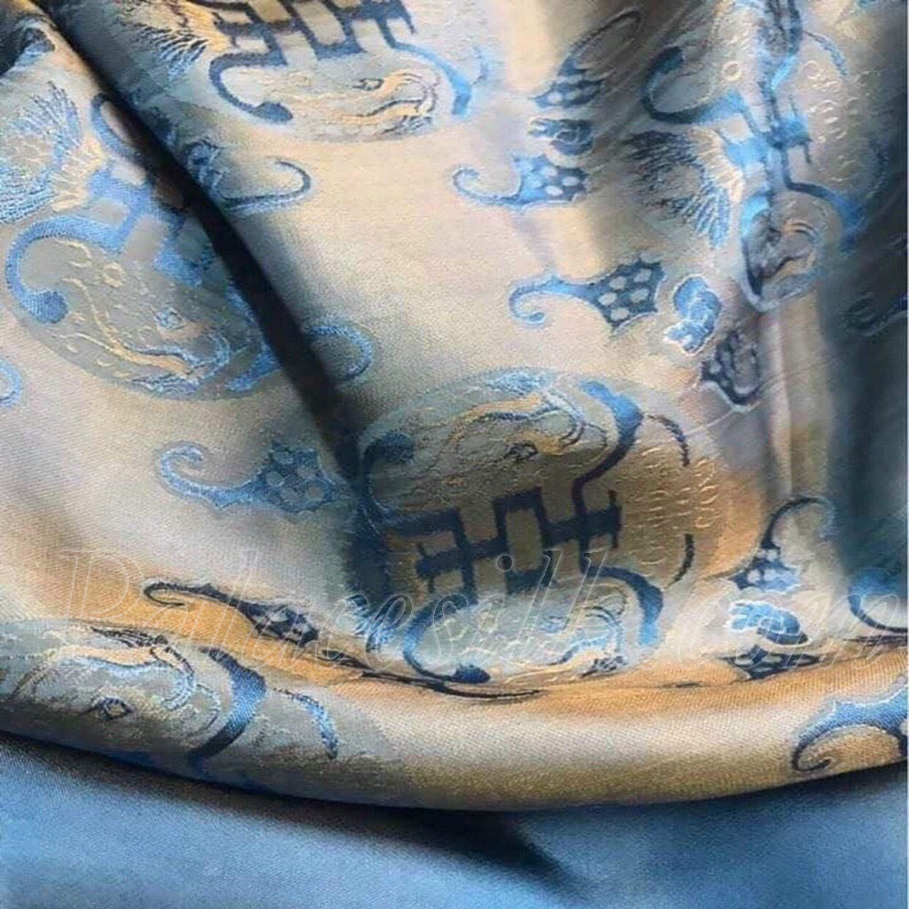 Vải lụa tơ tằm may áo dài CHỮ THỌ, dệt thủ công, 100% sợi tự nhiên