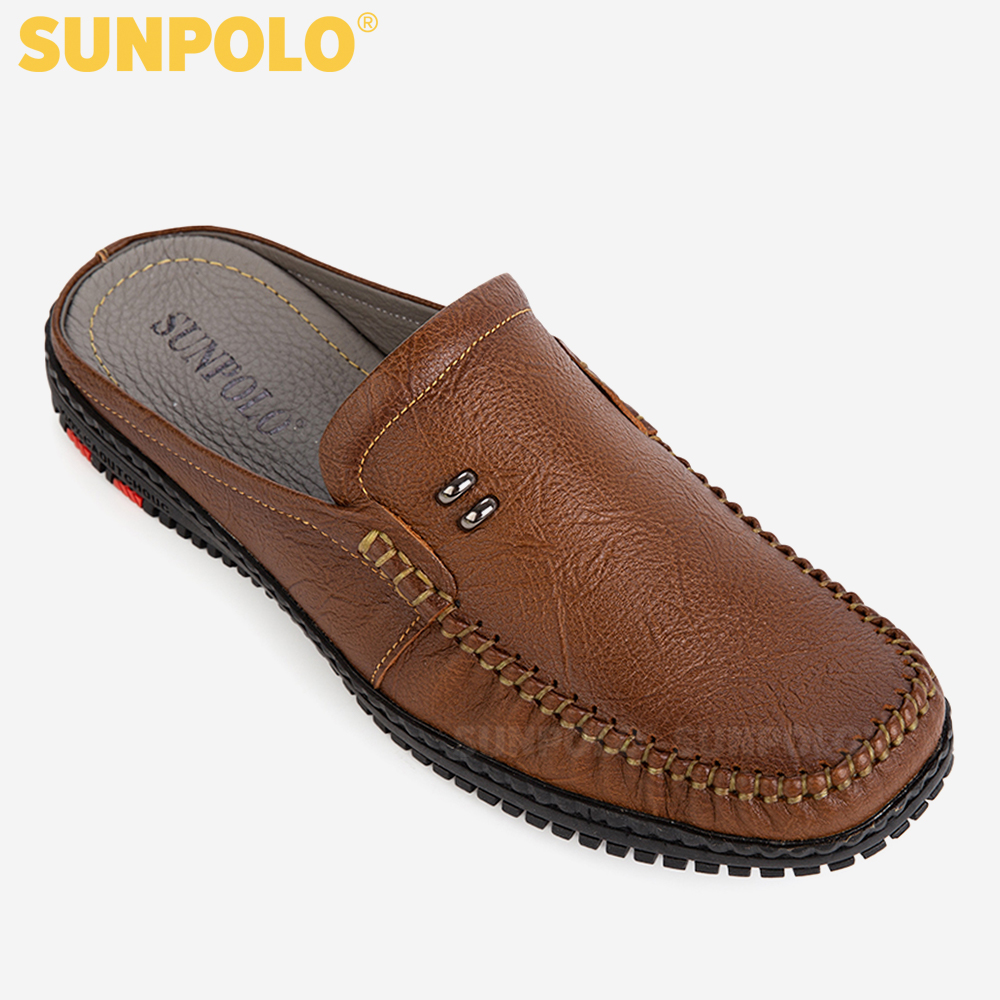 Dép Sục Sapo Nam Da Bò SUNPOLO SUT322 (Đen, Nâu)
