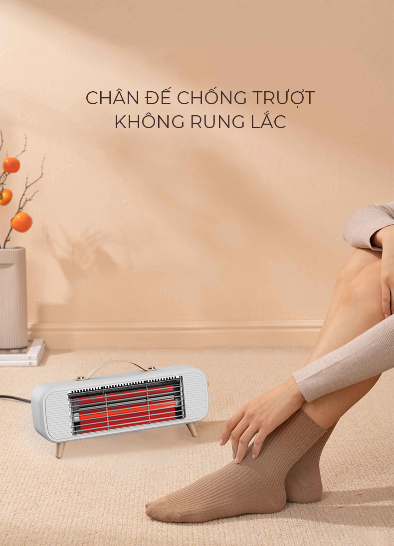 Máy sưởi phòng hồng ngoại 350W sưởi ấm cực nhanh, nhỏ gọn, sưởi ống thạch anh, an toàn chống cháy-Hàng nhập khẩu