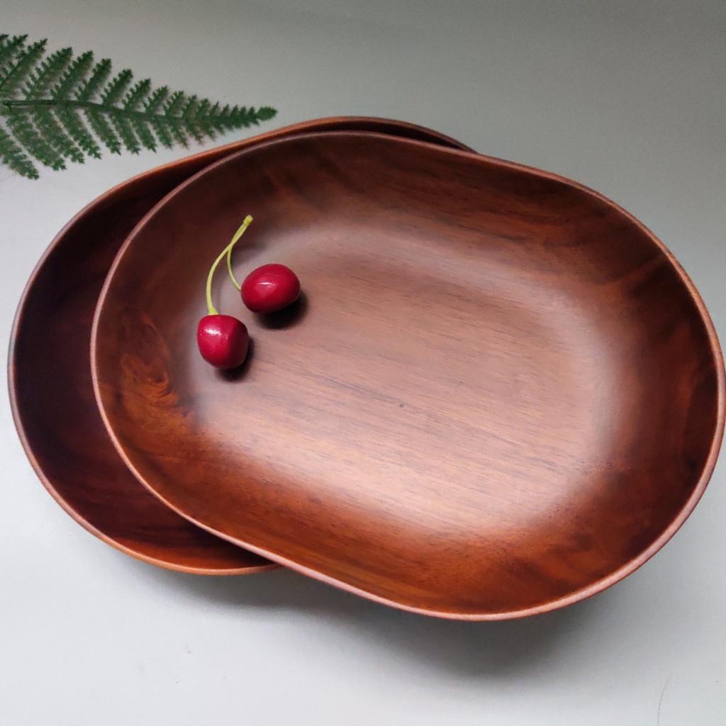 Bát/Đĩa Gỗ Keo Nâu Đỏ Đựng Salad Oval Cỡ 23x18cm